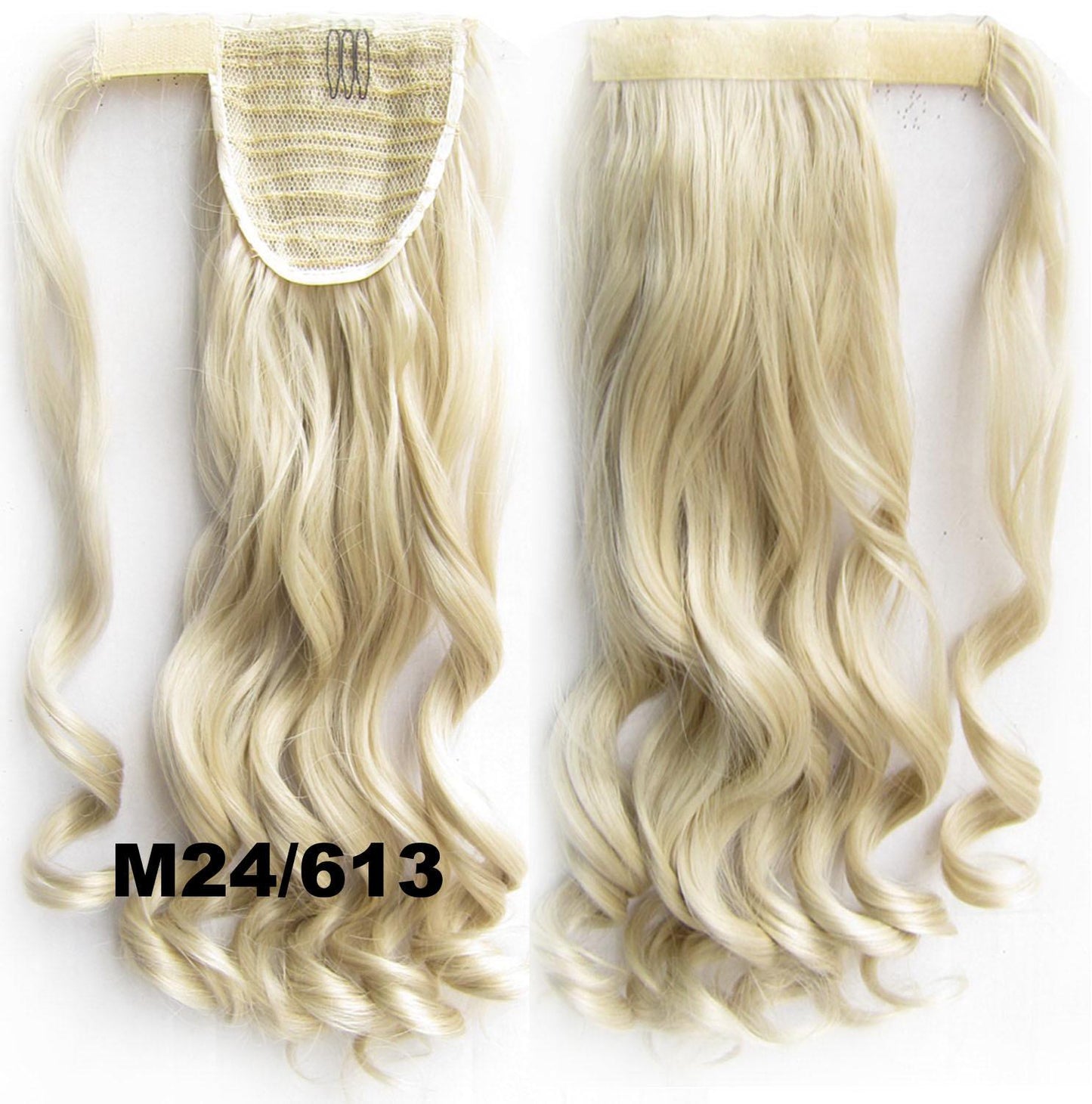 24" Long Wavy Wrap Around Clip In Ponytail Hair Extension Synthetic Natural Wave Pony Tail Fake Hair