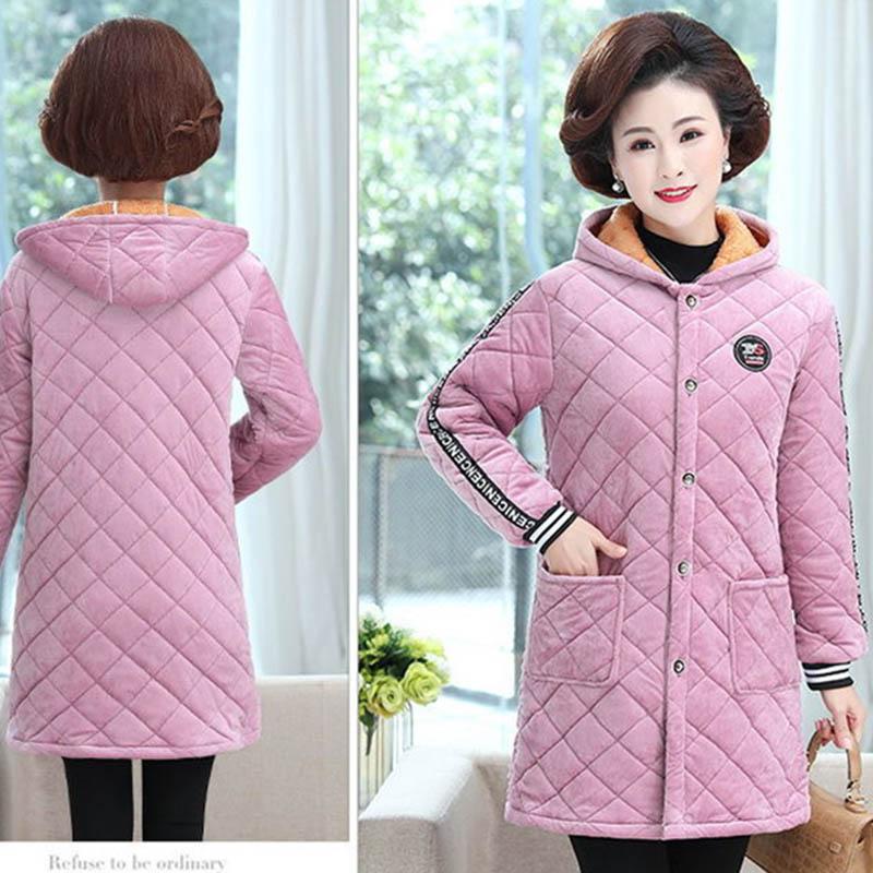 Winter Three-layer Plus Velvet Plus Cotton Overalls Long-sleeved Cotton-padded Jacket Women's Large Size Coat Overalls