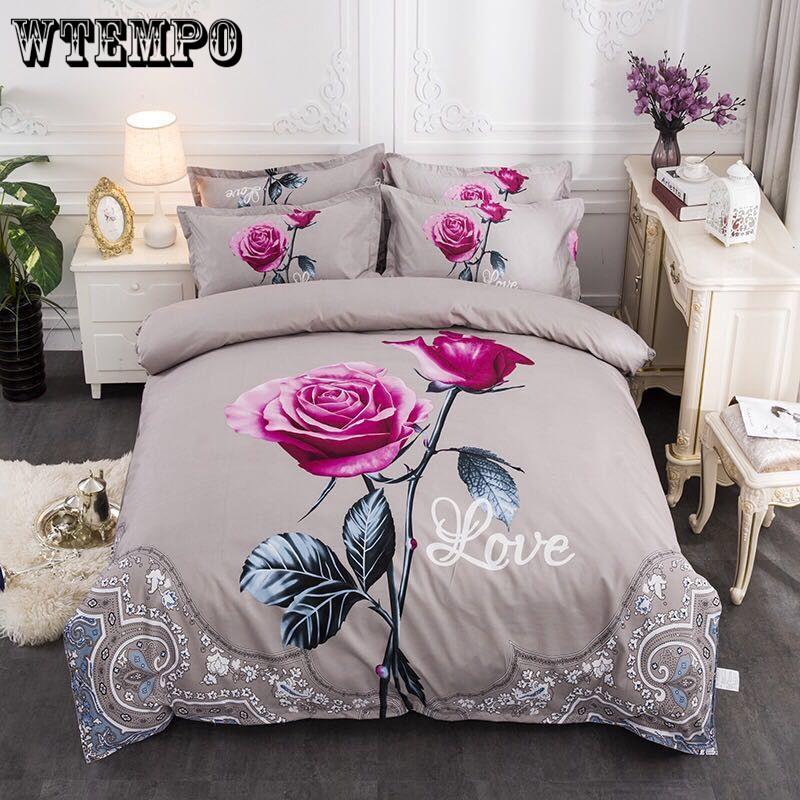 Home Textile Autumn Dark-color Flower Series Bed Linens 4pcs Bedding Sets Bed Set Duvet