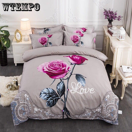 Home Textile Autumn Dark-color Flower Series Bed Linens 4pcs Bedding Sets Bed Set Duvet