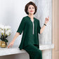 Spring Summer Women's Plus Size Casual Suit Solid Color Two-piece Sleeves Are Thin Versatile Wide-leg Pants
