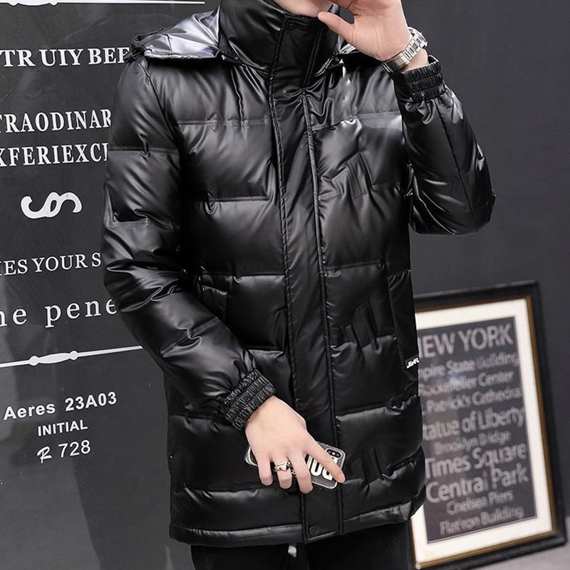 Winter Fashion Shiny High-end Down Jacket Men's Mid-length Warm Thin and Light Large Size Youth Jacket