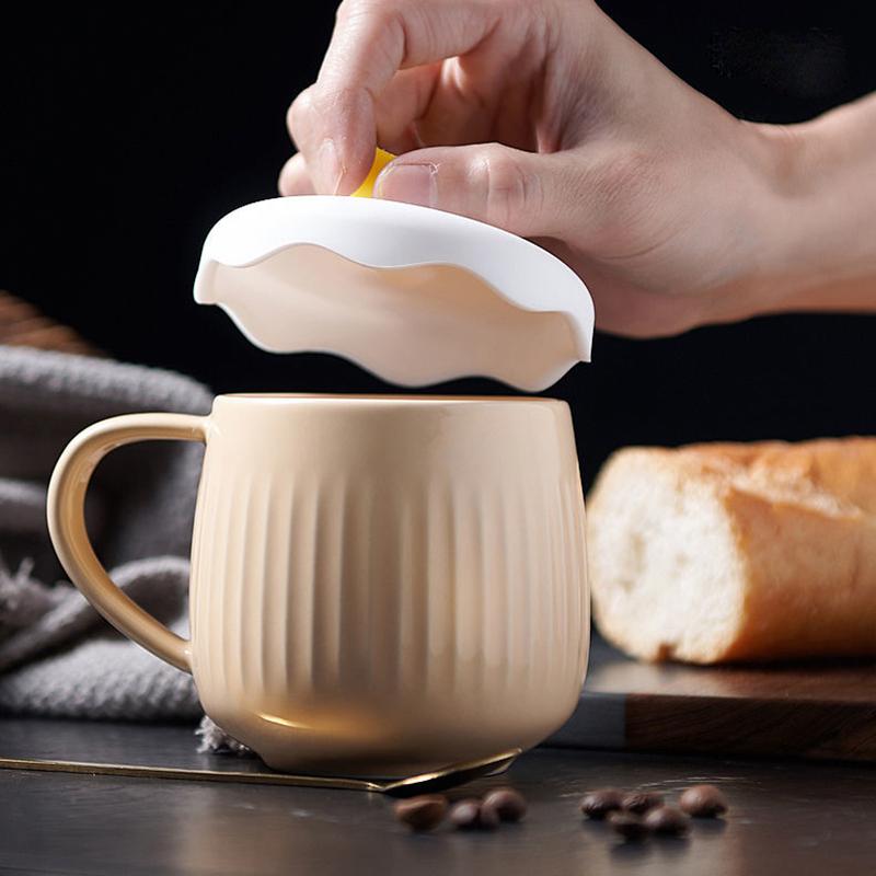 Ceramic Water Cup with Lid Spoon Cartoon Cute mugs Couple Cup Birthday Gift Coffee Cup Breakfast Cup