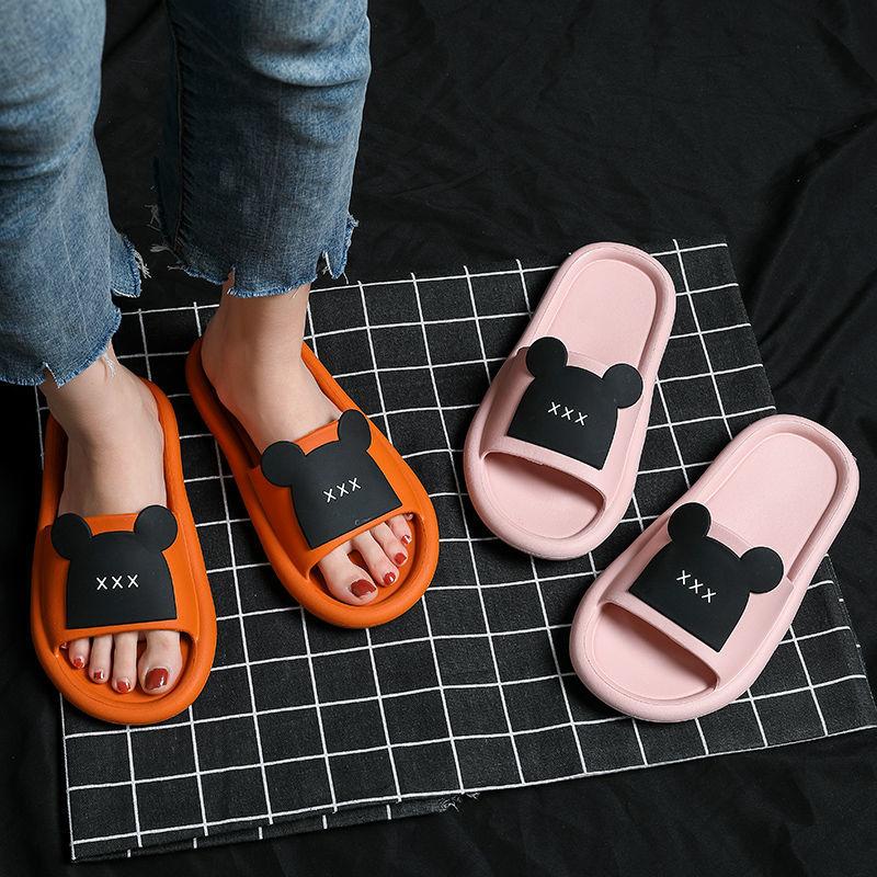 WTEMPO Slippers Women External Wear Cartoon Thick Bottom Soft Like Bread Lightweight  Non-slip Beach Bedroom Home Bathroom