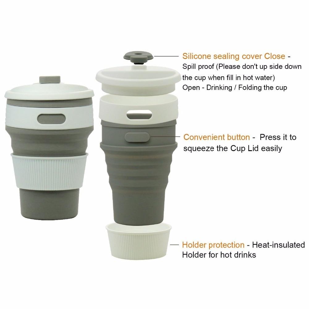 Coffee Mugs Travel Collapsible Silicone Portable tazas for Outdoors Camping Hiking Picnic Folding Office Water Cups BPA Free