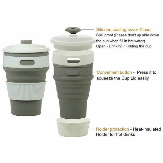 Coffee Mugs Travel Collapsible Silicone Portable tazas for Outdoors Camping Hiking Picnic Folding Office Water Cups BPA Free