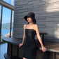 Black Suspender Skirt Dress Was Thin with A Little Black Dress Hepburn Style Skirt Female