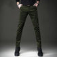 Men's Autumn and Winter Corduroy Casual Pants Slim-fit Pants with Small Feet Male Straight-leg Korean Style Trousers Business Streetwear Elastic Waist