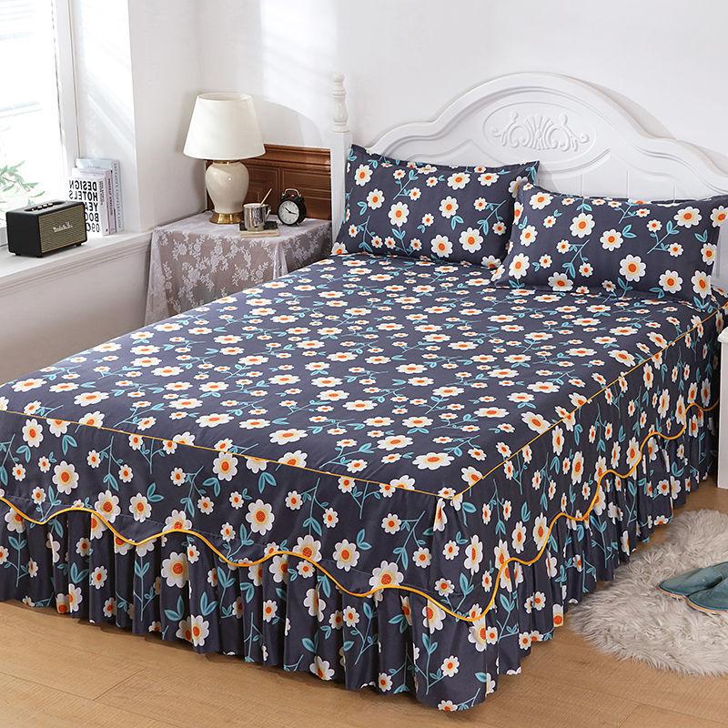 Non-slip Bedspread Bed Skirt Three-piece Bed Skirt Pillowcase Simmons Protective Cover Home Bedding Sweet Girly Style
