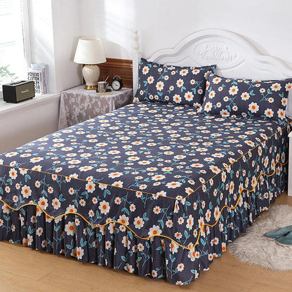 Non-slip Bedspread Bed Skirt Three-piece Bed Skirt Pillowcase Simmons Protective Cover Home Bedding Sweet Girly Style