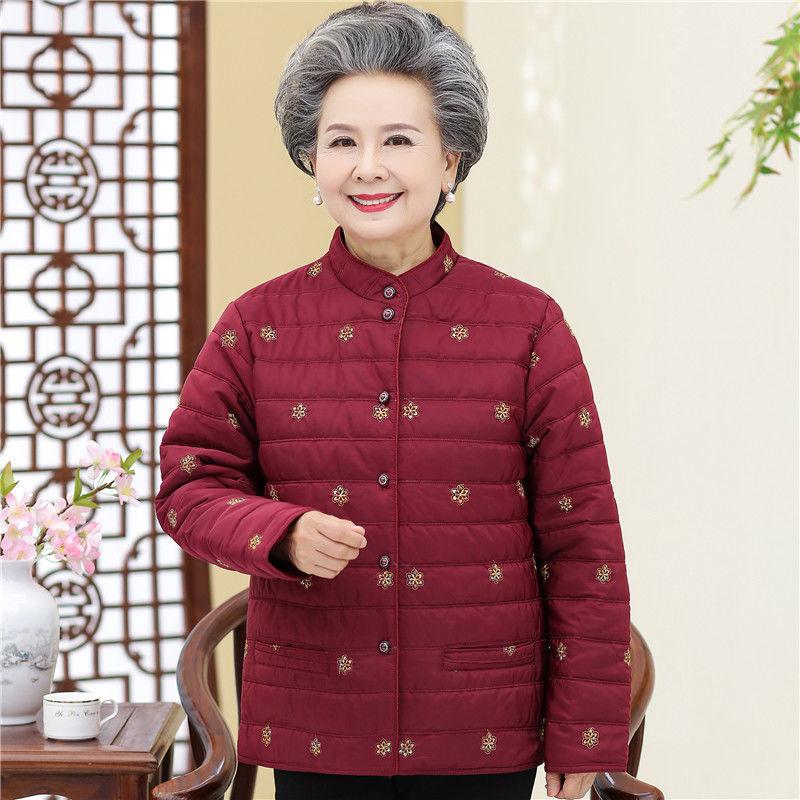 Mother's Autumn and Winter Clothes, Light and Warm Cotton Coat, Middle-aged and Elderly Women's Down Cotton Coat Liner
