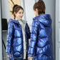 Winter Fashion Trend Cotton Coat Women's Mid-length Korean Style Loose Thick Warm Bright Leather Hooded Cotton Coat