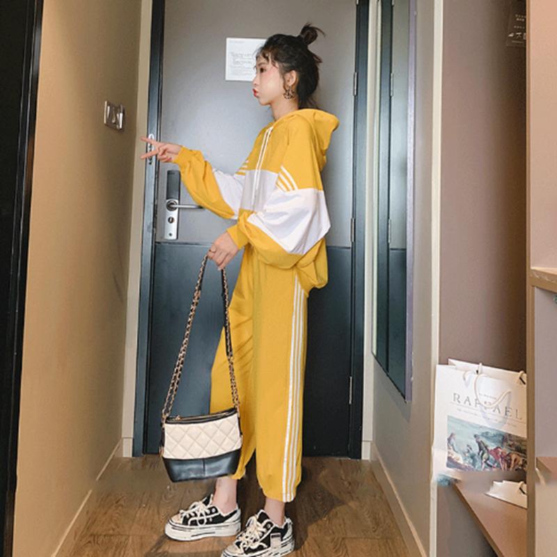 Two-piece Fashion Suit Women's Casual Loose Hooded Comfortable Sportswear Solid Color Autumn Avocado Green Loose Autumn Women