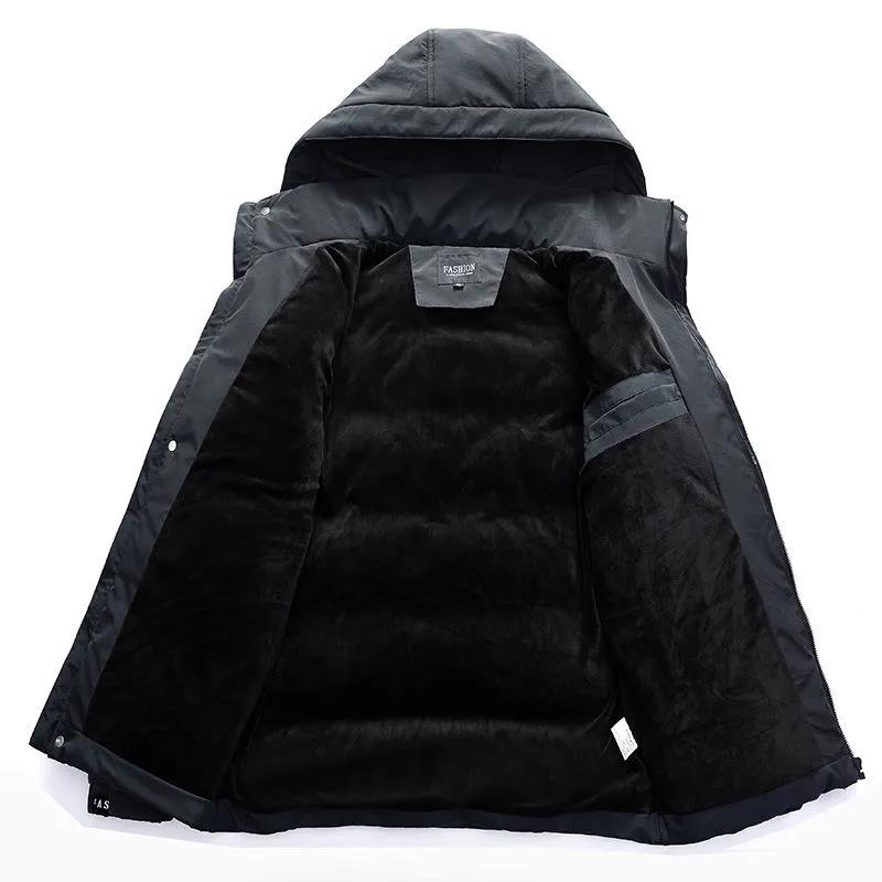 Winter Padded Jacket Men's Plus Velvet Thick Warm Sports Casual Jacket Young and Middle-aged Men's Winter Warm Down Jacket