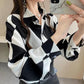 Long-sleeved Casual Tops Large Size Loose Chiffon Shirts Women's Spring and Autumn Lapel Elegant Printed Blouses