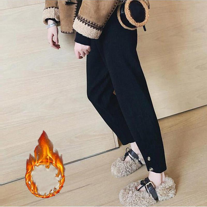 Pregnant Women's Trousers for Autumn and Winter Wear Pants with Plush and Thickened Winter Clothes, Abdominal Support and Leggings for  Winter