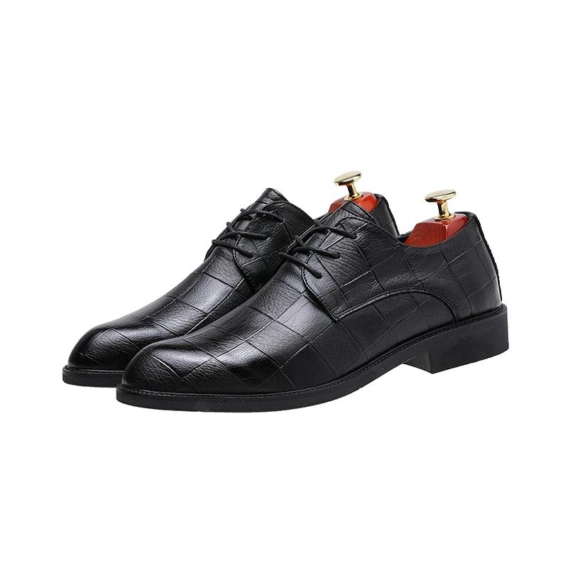 Genuine Leather Men's Business Dress Shoes Casual Leather Shoes Men's Pattern Wedding Shoes Spring and Autumn Husband Shoes Non-slip Dad Shoes