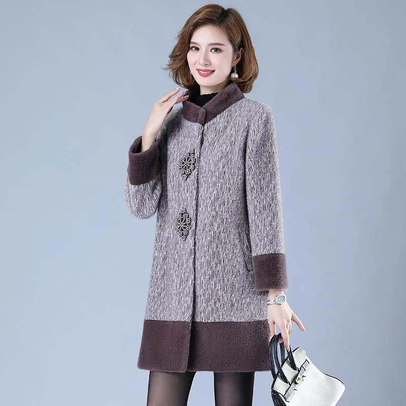 Plus Velvet Thick Mink Velvet Coat Female Middle-aged Mother Winter Coat Western Fashion
