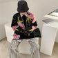 Women's Sweater Loose Outer Wear Autumn  Winter Casual Retro Jacquard Mid-length Pullover Knit Top