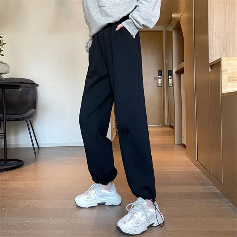 Spring and Summer Korean Style High-waist Drape Loose Loose Casual Trousers Thin Wide-leg Straight Sports Pants Student Girl Trend