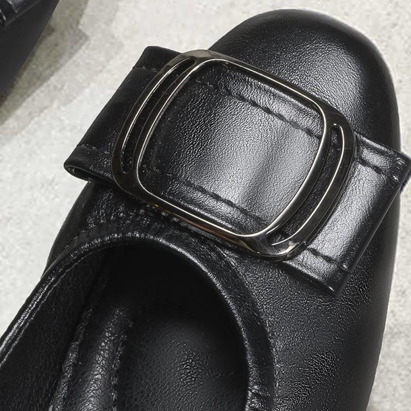 All-match Shallow Mouth Thick Heel Single Shoes Women Soft Leather Grandma Shoes Mid-heel Women Leather Shoes Women Work Shoes