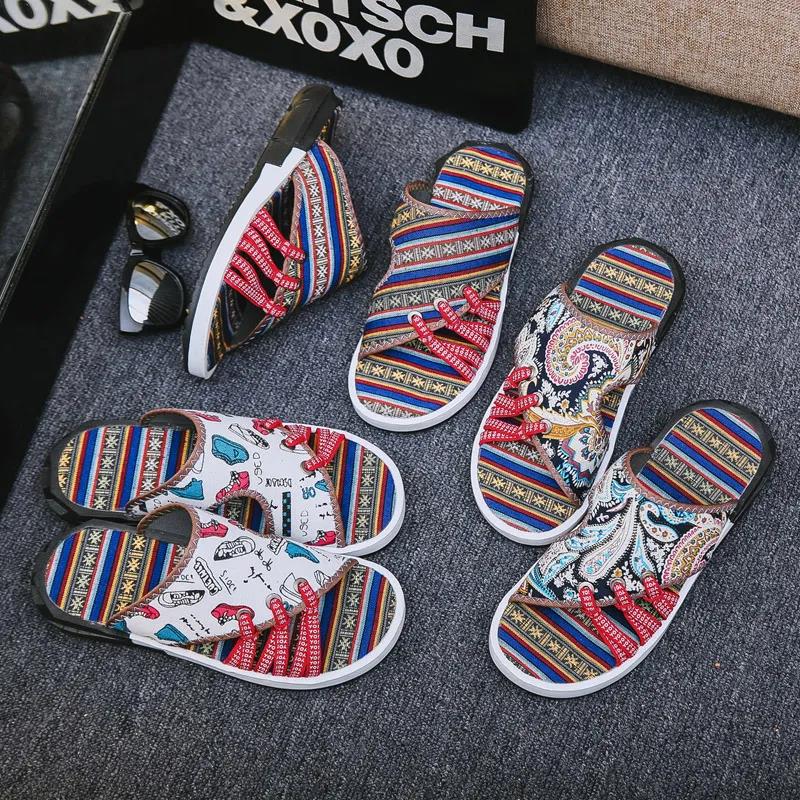 Cloth Bottom Slippers Men's Sandals Men's Trend Anti-beach Shoes Flip Flops