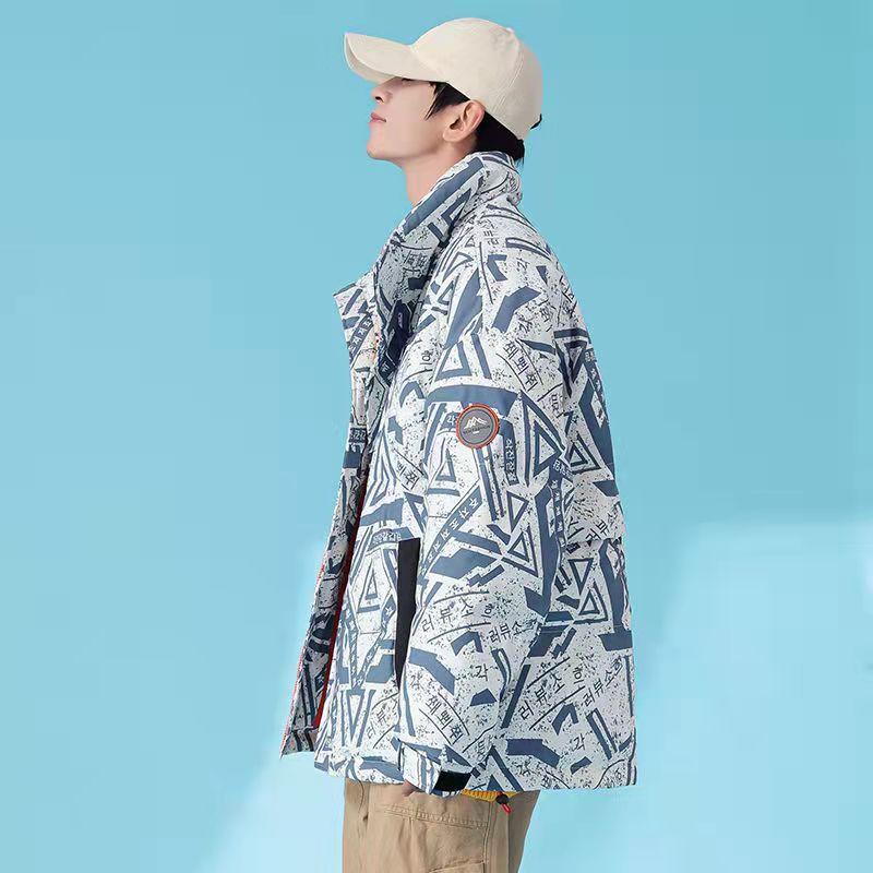 Lovers Down Jacket Winter Stand-up Collar Thick White Duck Down Padded Warm Loose Cotton Jacket Sports Casual Wear