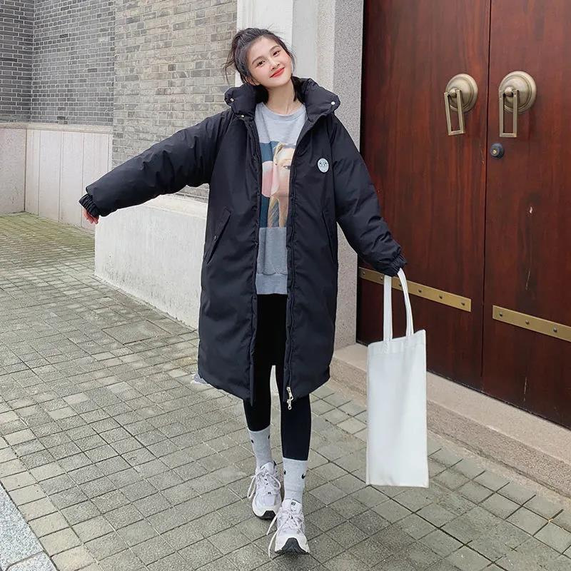 Hong Kong Style Cotton-padded Jacket Women Korean Style Loose Mid-length College Style Cotton-padded Jacket Women's Clothing