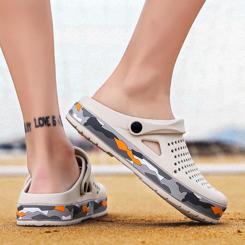 Summer men's casual slippers personality big head sandals anti-skid shoelace heel dual-use sandals