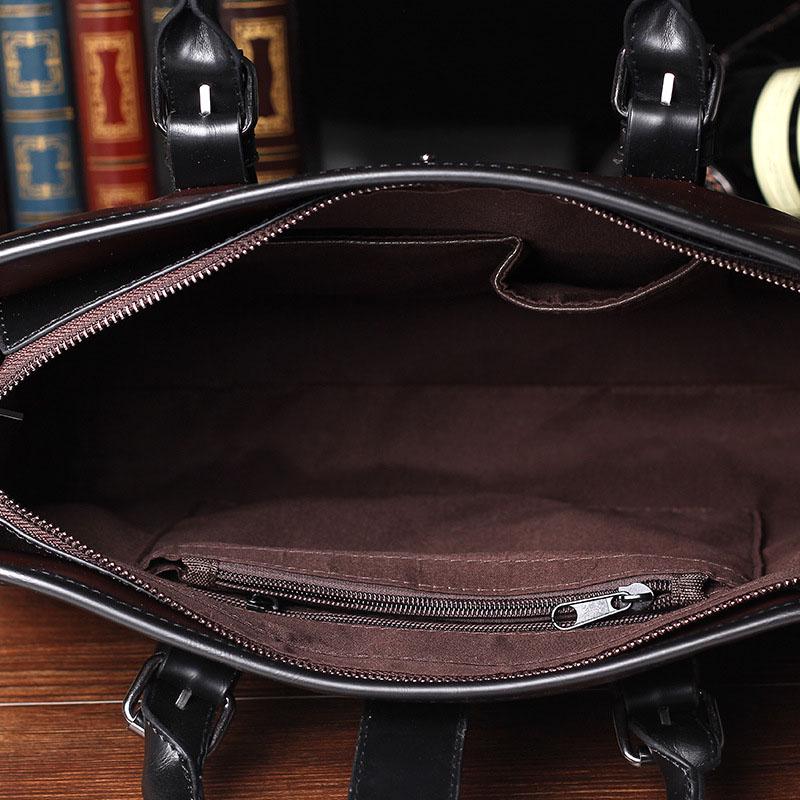 Business briefcase men crazy horse leather zipper waterproof handbag shoulder bag computer bags