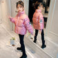 Girls' Cotton-padded Jacket In Winter Big Children's Western Style Korean Version of Thick Padded Jacket Bright Face Stand-up Collar Bread Jacket
