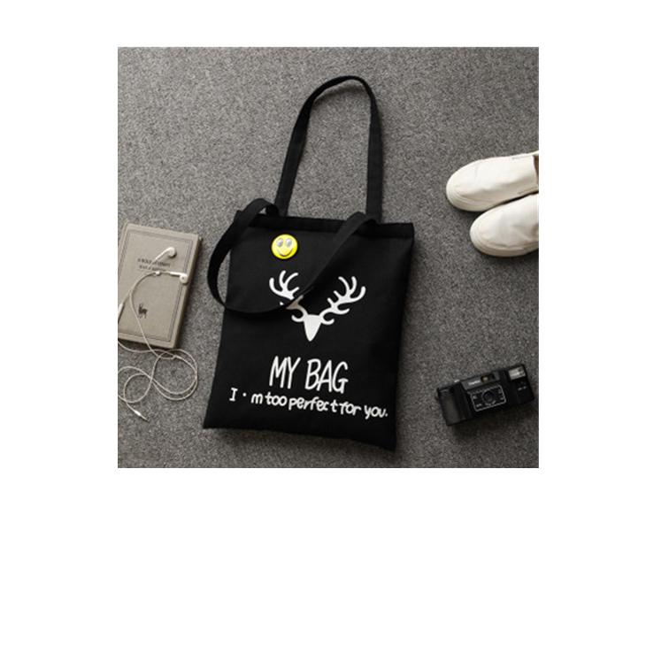 Canvas bag the schoolgirl is cross-carrying a canvas bag with a versatile shoulder