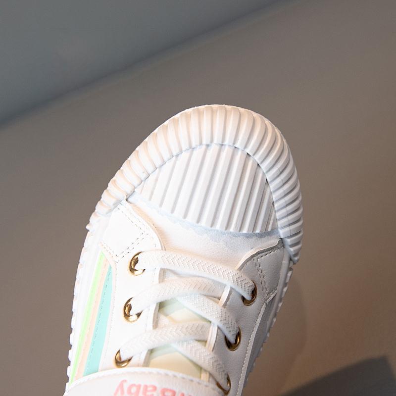 White Shoes Children's Sports Shoes Children Color Shoelace Board Shoes Korean Version Boys and Girls Casual Shoes