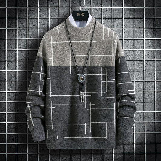 Warm Sweater Men Winter Knitted Pullover Casual Faux Mink Long Sleeve Thicken Harajuku Sweater