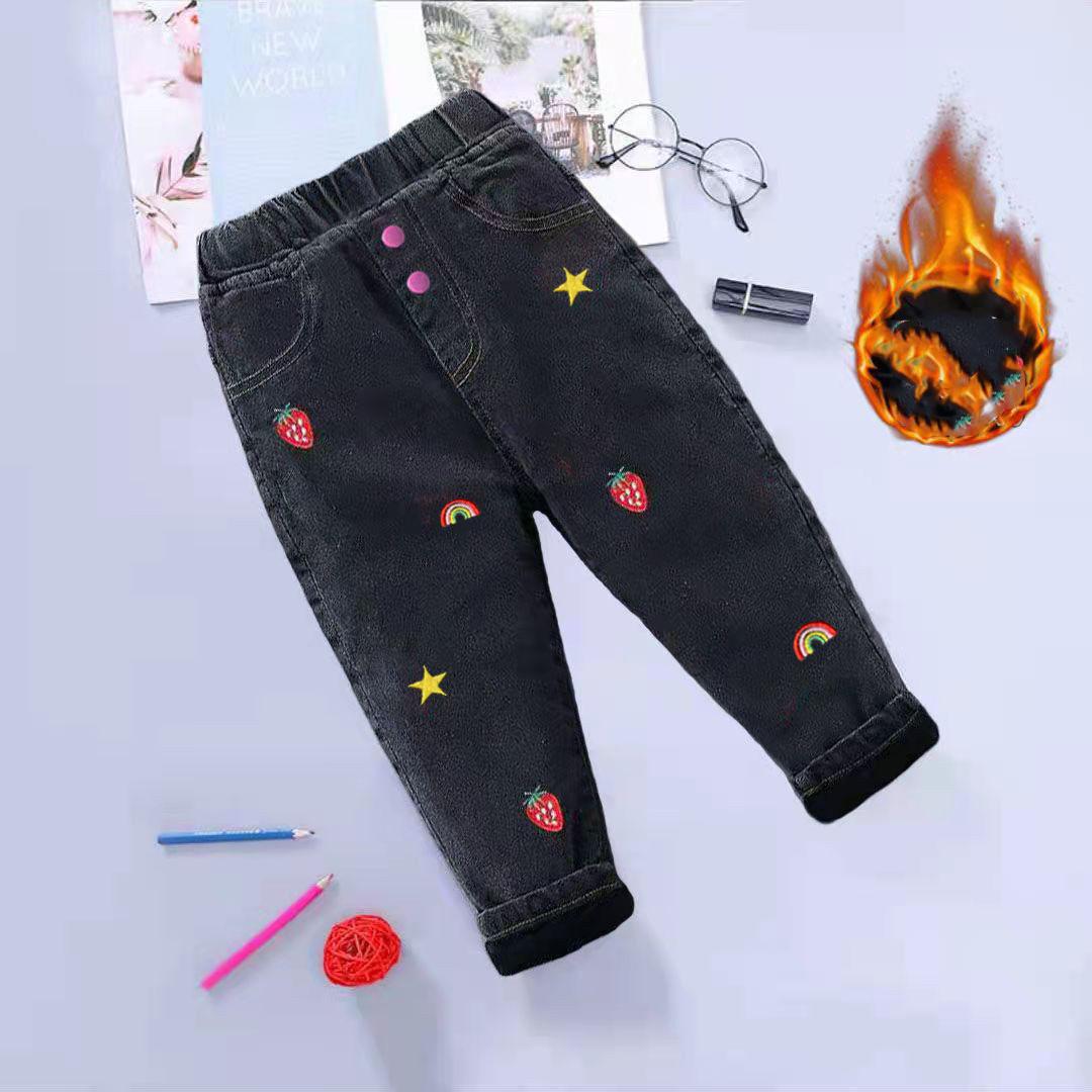 Girls' Trousers Children's Outer Wear Winter Clothes Winter Clothes Baby Girls Plus Velvet Thick Trousers