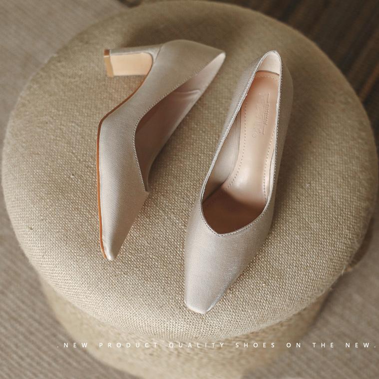 Heels for Women Elegent Pumps Woman Shoes Work Wedding Party Luxury High Heels Square Heel Pointed Toe