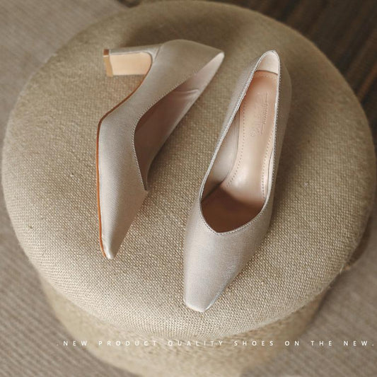 Heels for Women Elegent Pumps Woman Shoes Work Wedding Party Luxury High Heels Square Heel Pointed Toe
