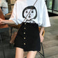 Women Summer High Waist Irregular Denim Skirt Student Anti-Light Thin Black A-line Short Skirt