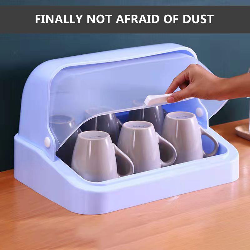 Tea Cup Tableware Storage Box Dust-proof Drain Cup Holder Milk Bottle Storage Household Tray Cup Holder Storage Rack Home Organizer
