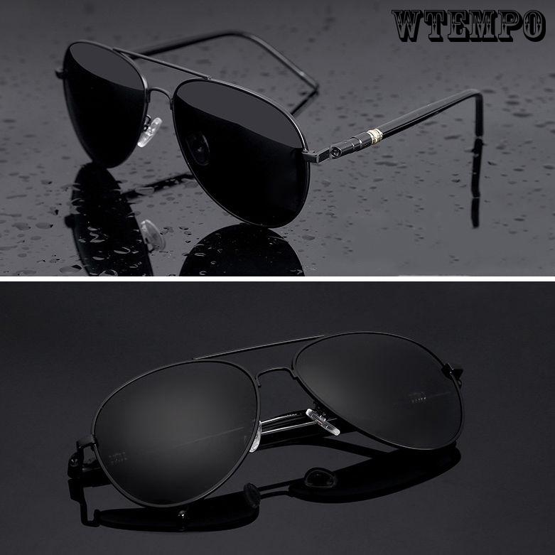WTEMPO Men Aviation Metal Oversized Spring Leg Alloy Polarized Pilot Male Sun Glasses Driving
