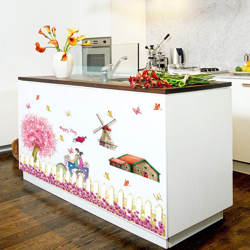 [Wall stickers] new design fence windmill pattern Pastoral style farm theme decorative decals diy wa