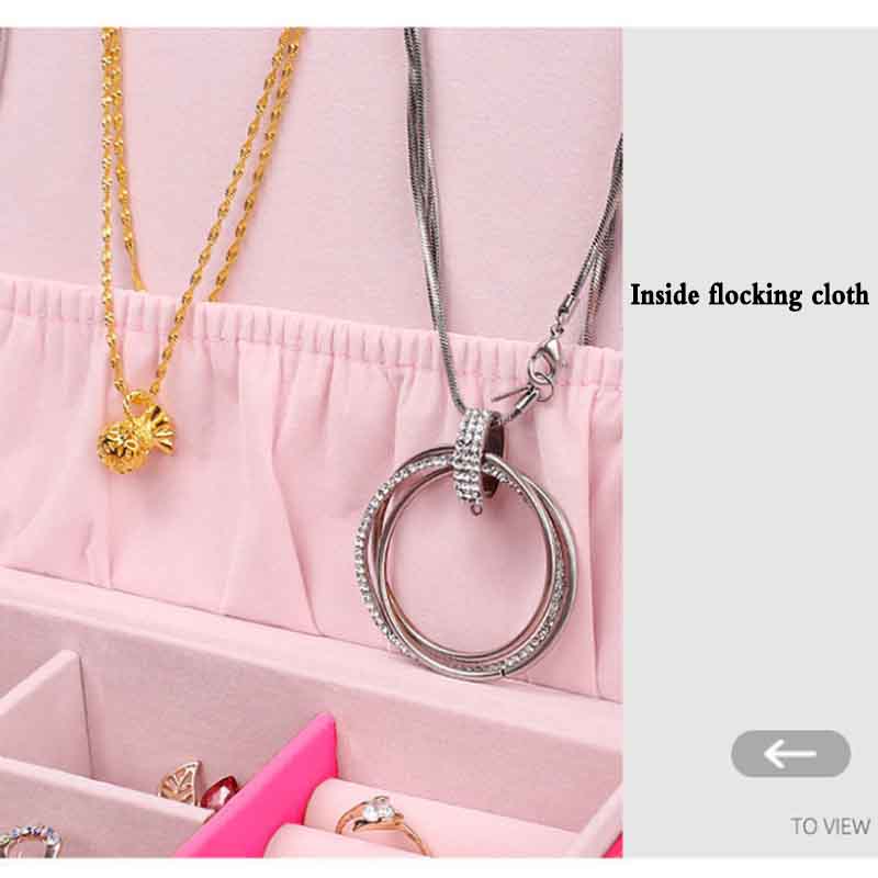 Jewelry Box Leather with Lock European Double Wood Jewelry Storage Box Earrings Ring Necklace Jewelry Storage Box