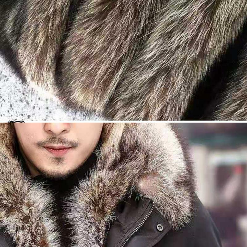 Winter Men's Mink Fur Parka Clothing Liner with Detachable Fur One Mid-length Imitation Fur Coat