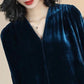 V-Neck Gold Velvet Pullover Tops Women Autumn Solid Slim Long Sleeve T-Shirt Elegant Bottoming Tees