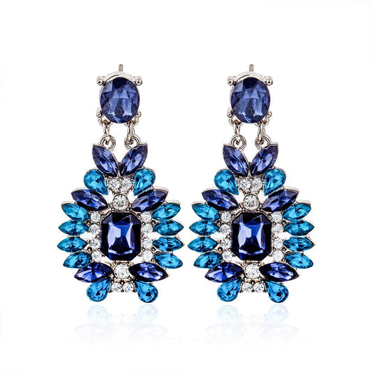 Europe and America Noble Luxury Earrings Crystal Zircon Earrings Earrings Lake Sapphire Earrings