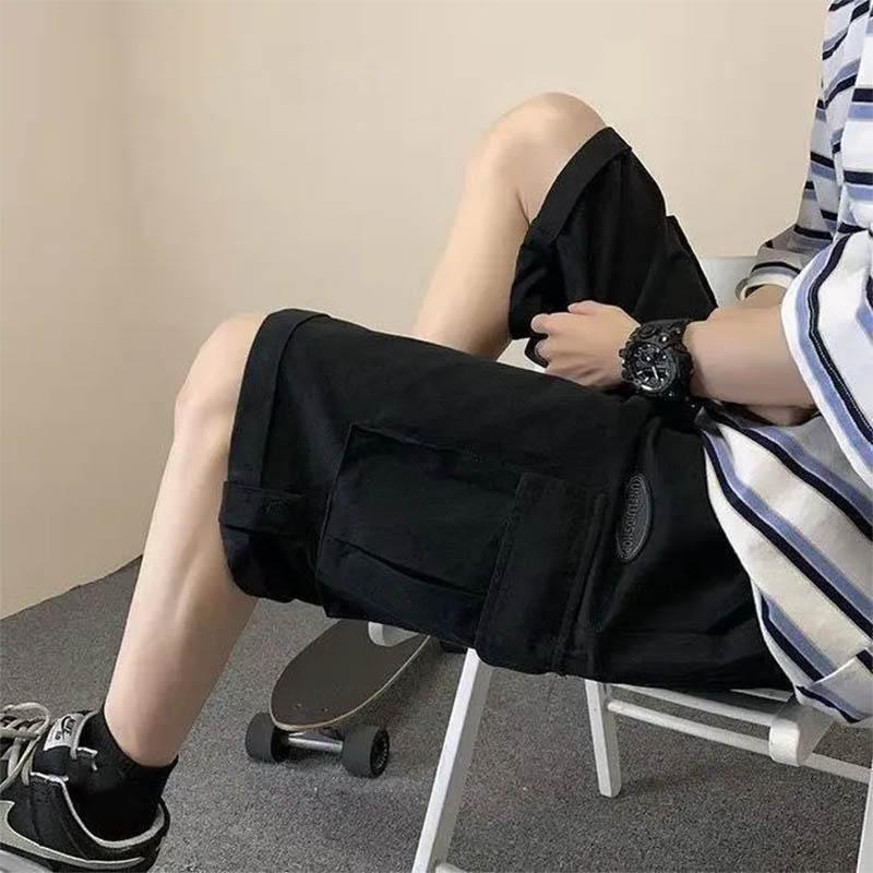 American Retro Overalls Shorts Men's Summer Five-point Pants Men's Loose Wide-leg Pants Fashion Beach Pants All-match Casual Shorts