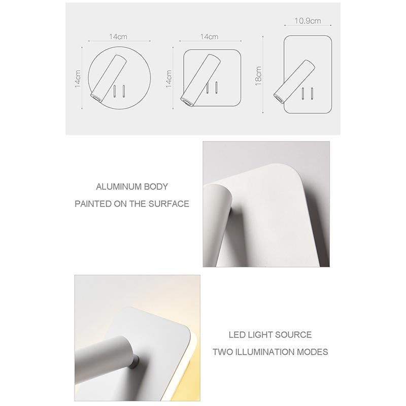 LED Wall Lamp with swith Reading Strip light bedroom Study living room adjustable bedside lights