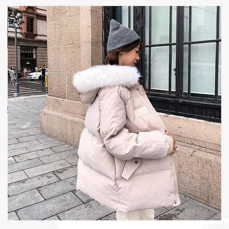 Parka Short Winter Jacket Women Hooded Winter Coat Women Loose Parka Fur Collar Cotton Padded Jacket