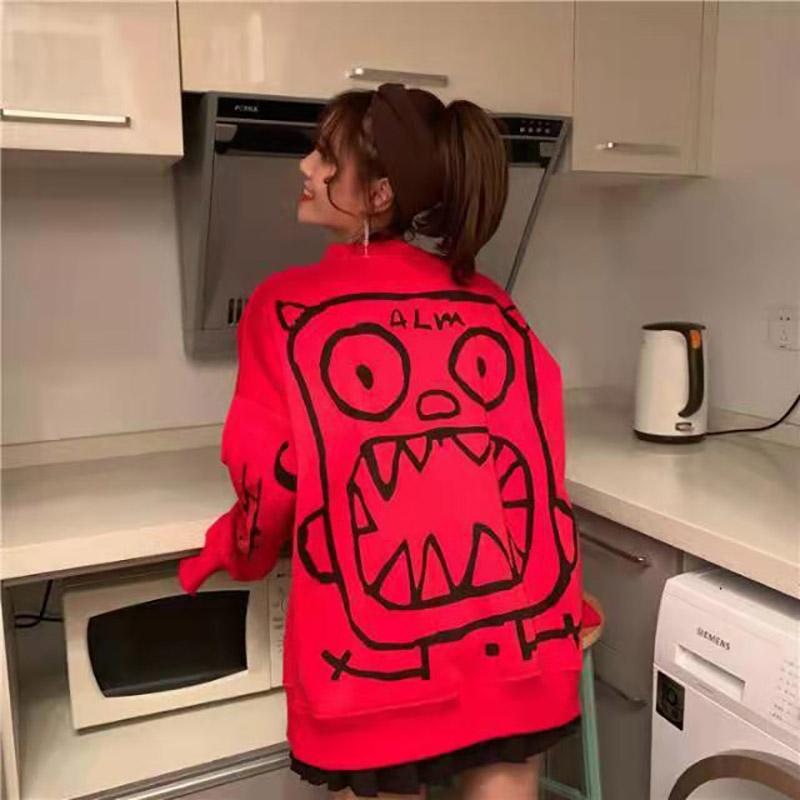 Monster Women's Long Sleeve Sweatshirts Girls Pullovers Fashion Jackets Tops Casual Sweaters