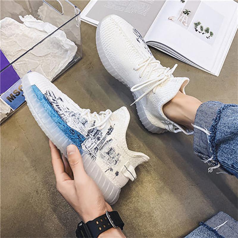 Couple Korean Trend Breathable Net Shoes Summer Fly Woven Breathable Casual Sneakers Sports Canvas Coconut Shoes